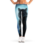 Moonlight Wolf Print Women's Leggings