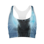 Moonlight Wolf Print Women's Sports Bra