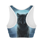Moonlight Wolf Print Women's Sports Bra