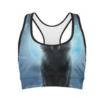 Moonlight Wolf Print Women's Sports Bra