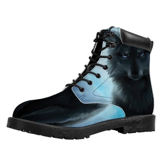Moonlight Wolf Print Work Boots