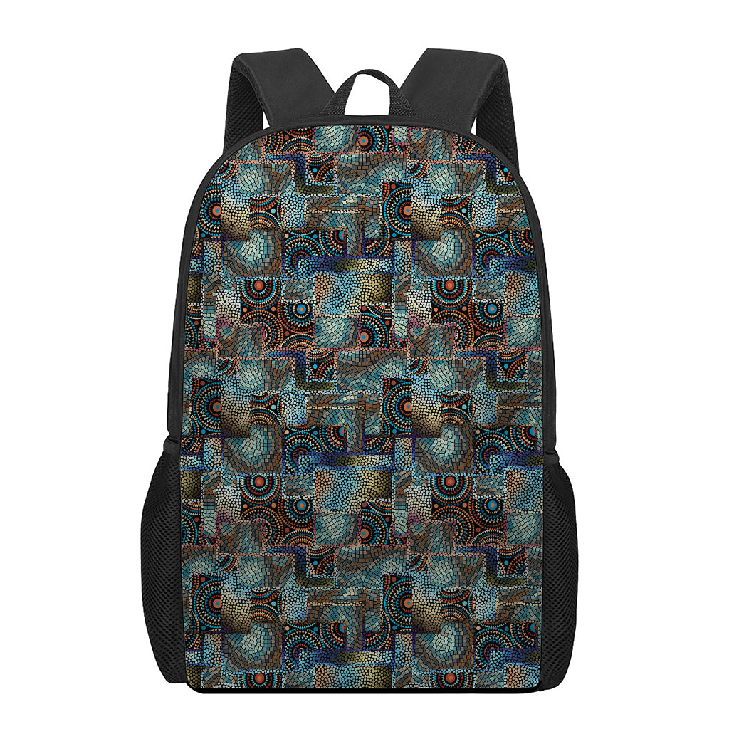 Mosaic Patchwork Pattern Print 17 Inch Backpack