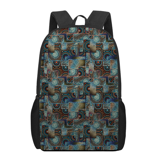 Mosaic Patchwork Pattern Print 17 Inch Backpack