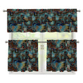 Mosaic Patchwork Pattern Print 3 Piece Kitchen Curtains