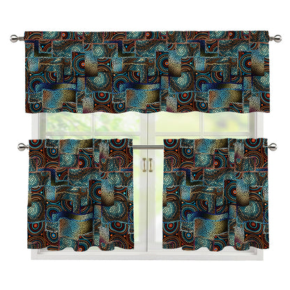 Mosaic Patchwork Pattern Print 3 Piece Kitchen Curtains