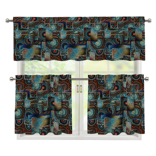 Mosaic Patchwork Pattern Print 3 Piece Kitchen Curtains