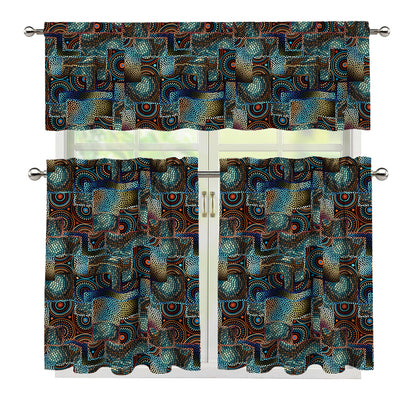 Mosaic Patchwork Pattern Print 3 Piece Kitchen Curtains