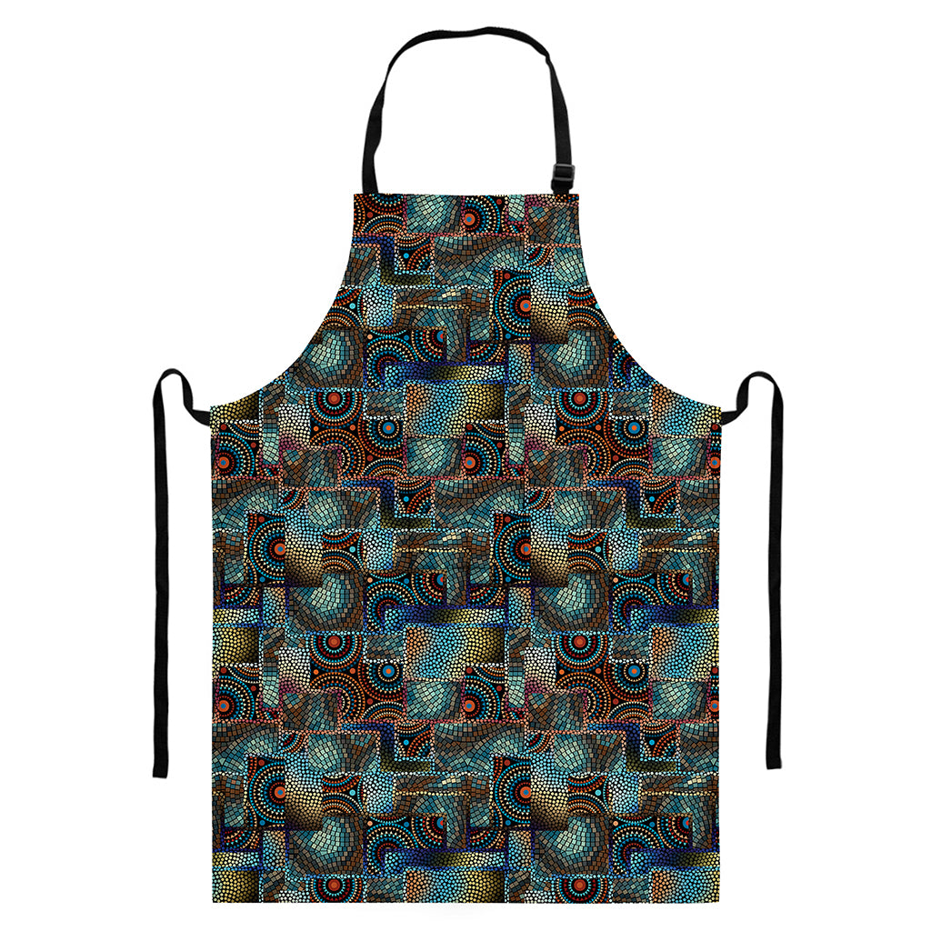 Mosaic Patchwork Pattern Print Bib Apron With Pocket