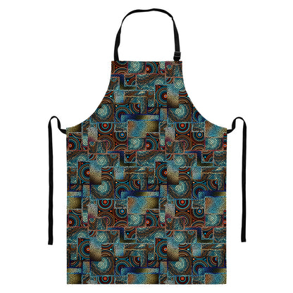 Mosaic Patchwork Pattern Print Bib Apron With Pocket