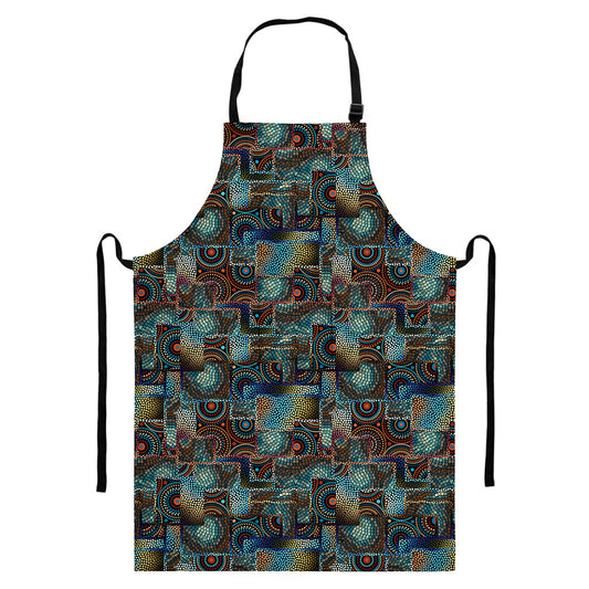 Mosaic Patchwork Pattern Print Bib Apron With Pocket