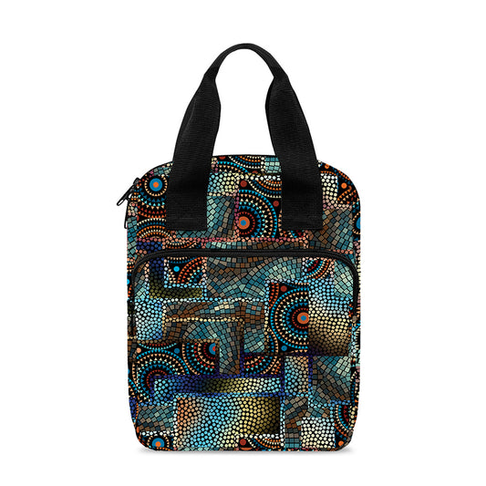 Mosaic Patchwork Pattern Print Bible Tote Bag