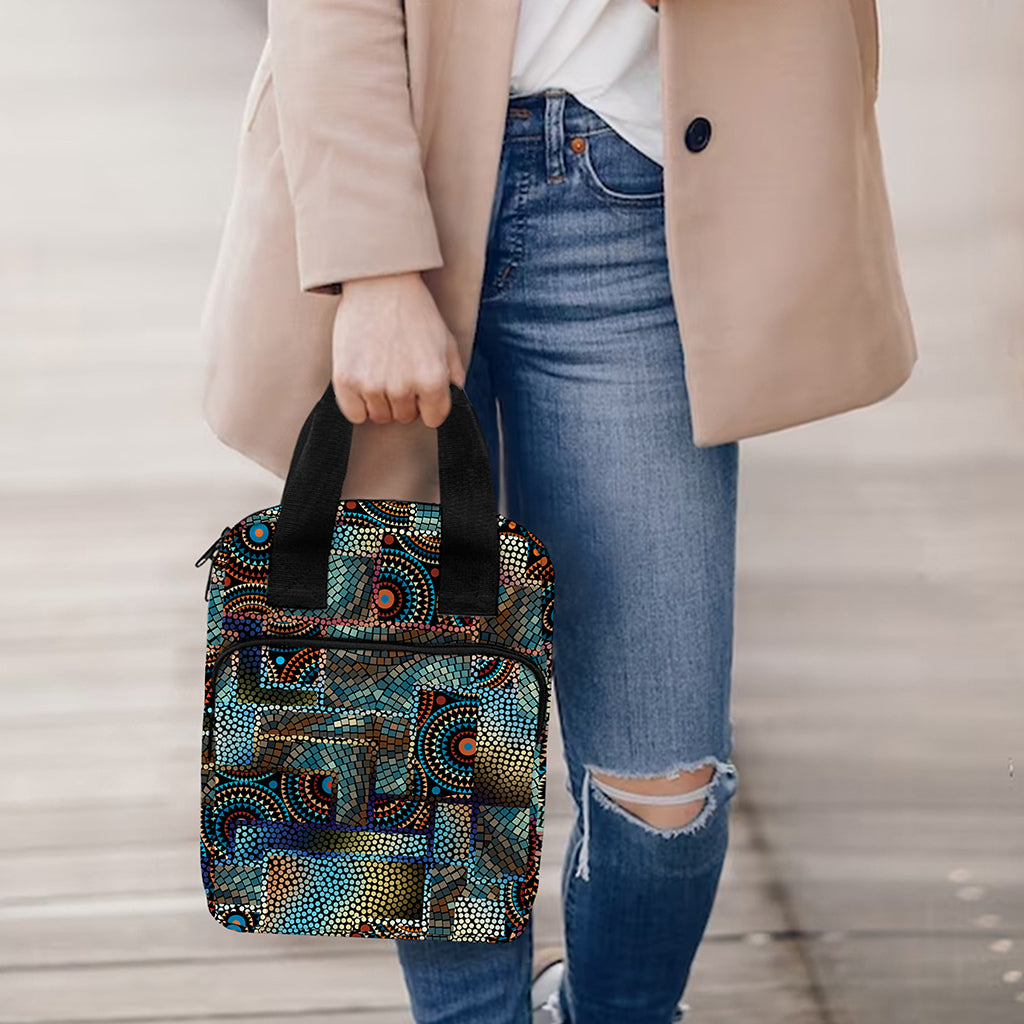 Mosaic Patchwork Pattern Print Bible Tote Bag