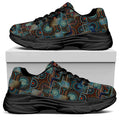 Mosaic Patchwork Pattern Print Black Chunky Shoes