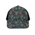 Mosaic Patchwork Pattern Print Black Mesh Trucker Hat