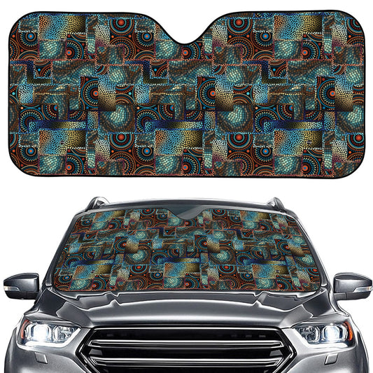 Mosaic Patchwork Pattern Print Car Windshield Sun Shade