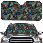 Mosaic Patchwork Pattern Print Car Windshield Sun Shade
