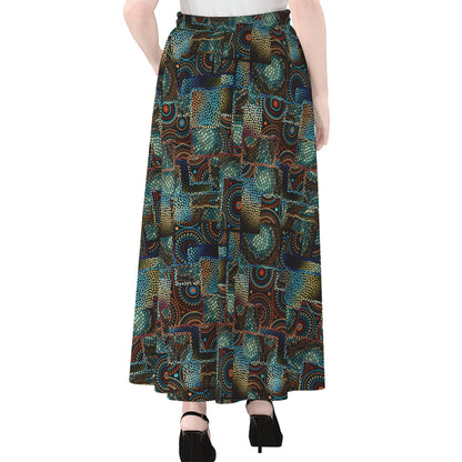Mosaic Patchwork Pattern Print Chiffon Maxi Skirt