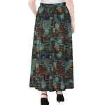 Mosaic Patchwork Pattern Print Chiffon Maxi Skirt