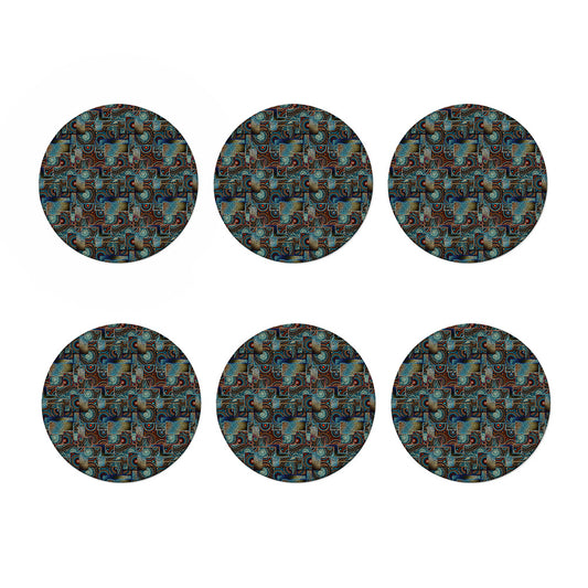 Mosaic Patchwork Pattern Print Coaster Set
