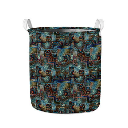 Mosaic Patchwork Pattern Print Collapsible Laundry Basket