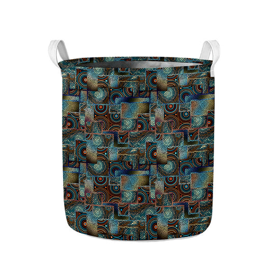 Mosaic Patchwork Pattern Print Collapsible Laundry Basket