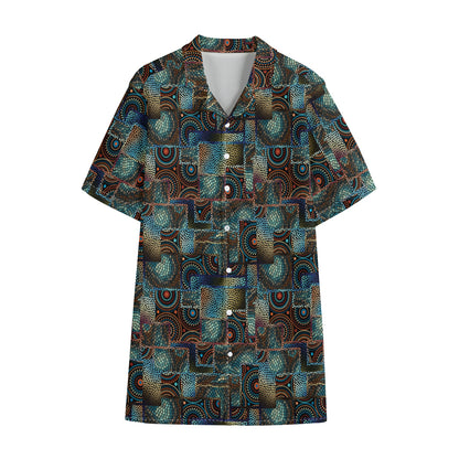 Mosaic Patchwork Pattern Print Cotton Hawaiian Shirt