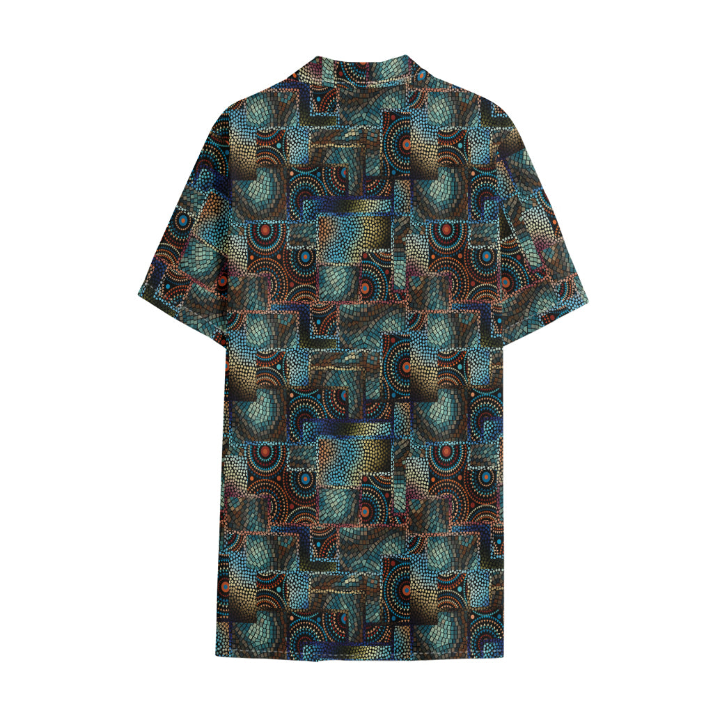 Mosaic Patchwork Pattern Print Cotton Hawaiian Shirt