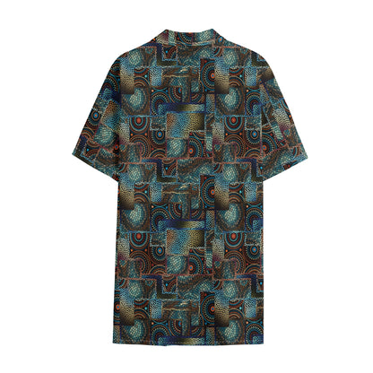 Mosaic Patchwork Pattern Print Cotton Hawaiian Shirt