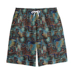 Mosaic Patchwork Pattern Print Cotton Shorts