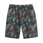 Mosaic Patchwork Pattern Print Cotton Shorts