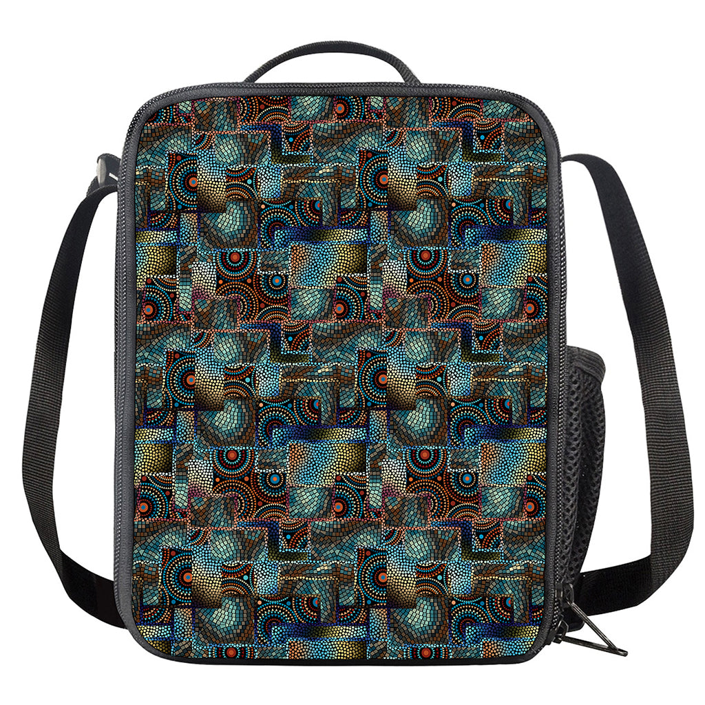 Mosaic Patchwork Pattern Print Crossbody Lunch Bag