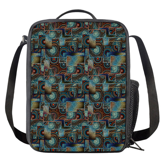 Mosaic Patchwork Pattern Print Crossbody Lunch Bag