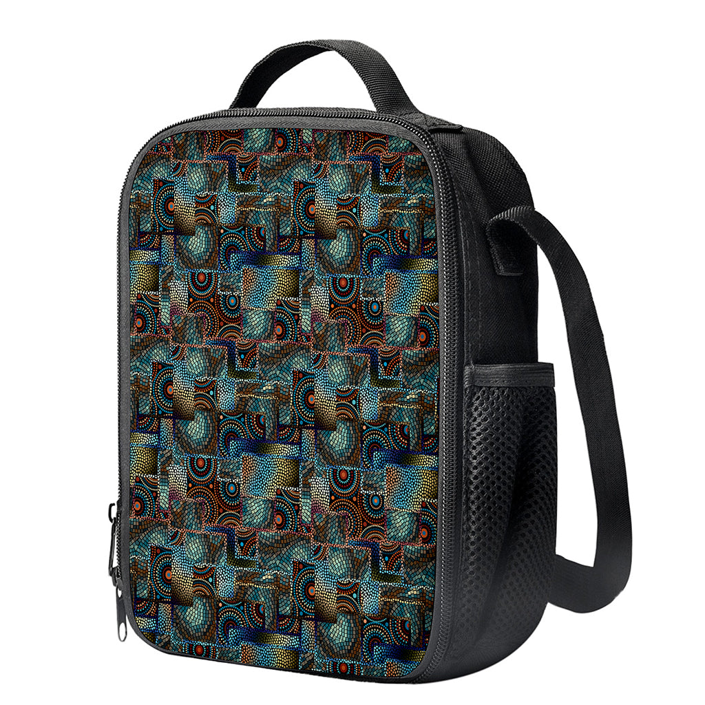 Mosaic Patchwork Pattern Print Crossbody Lunch Bag