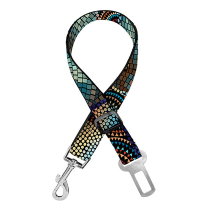 Mosaic Patchwork Pattern Print Dog Seat Belt