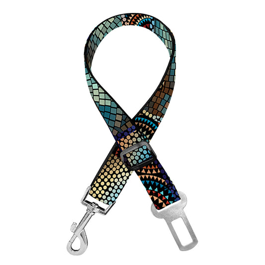 Mosaic Patchwork Pattern Print Dog Seat Belt