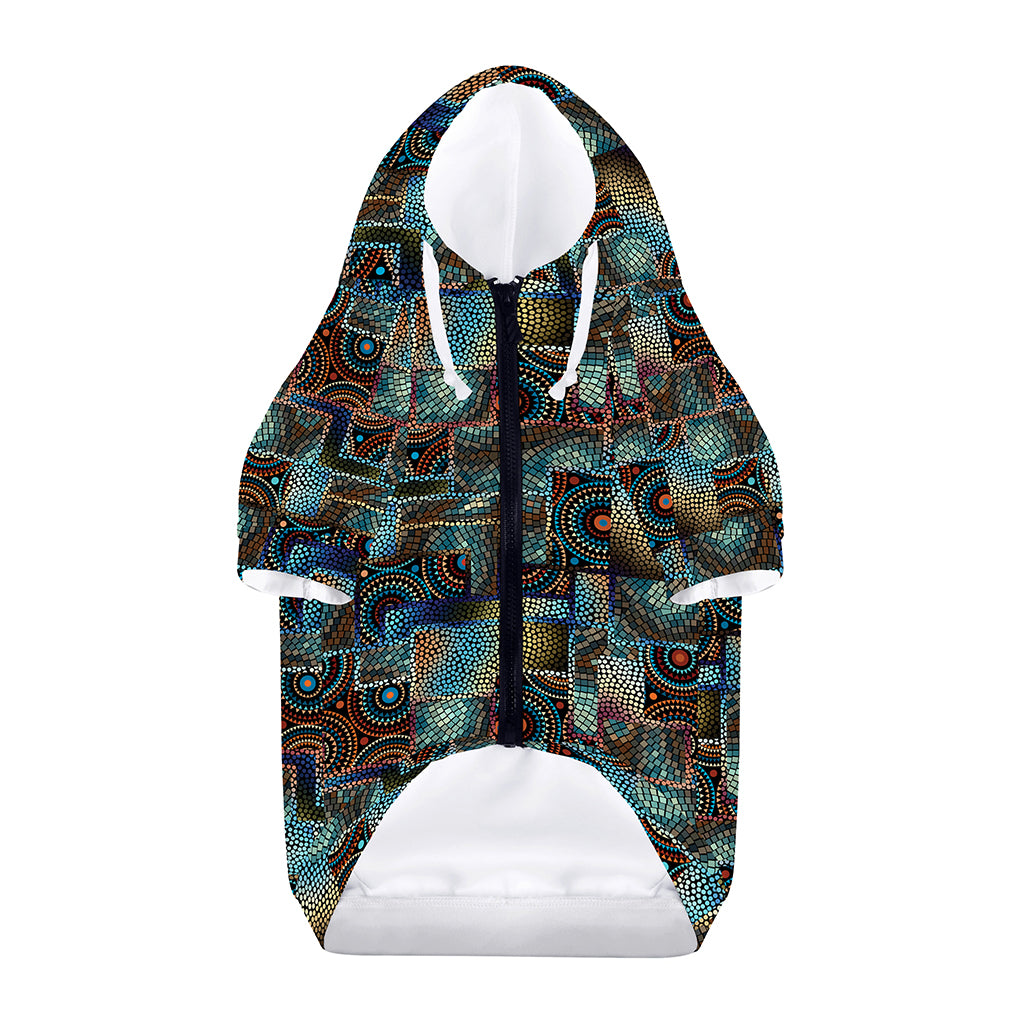 Mosaic Patchwork Pattern Print Dog Zip Up Hoodie