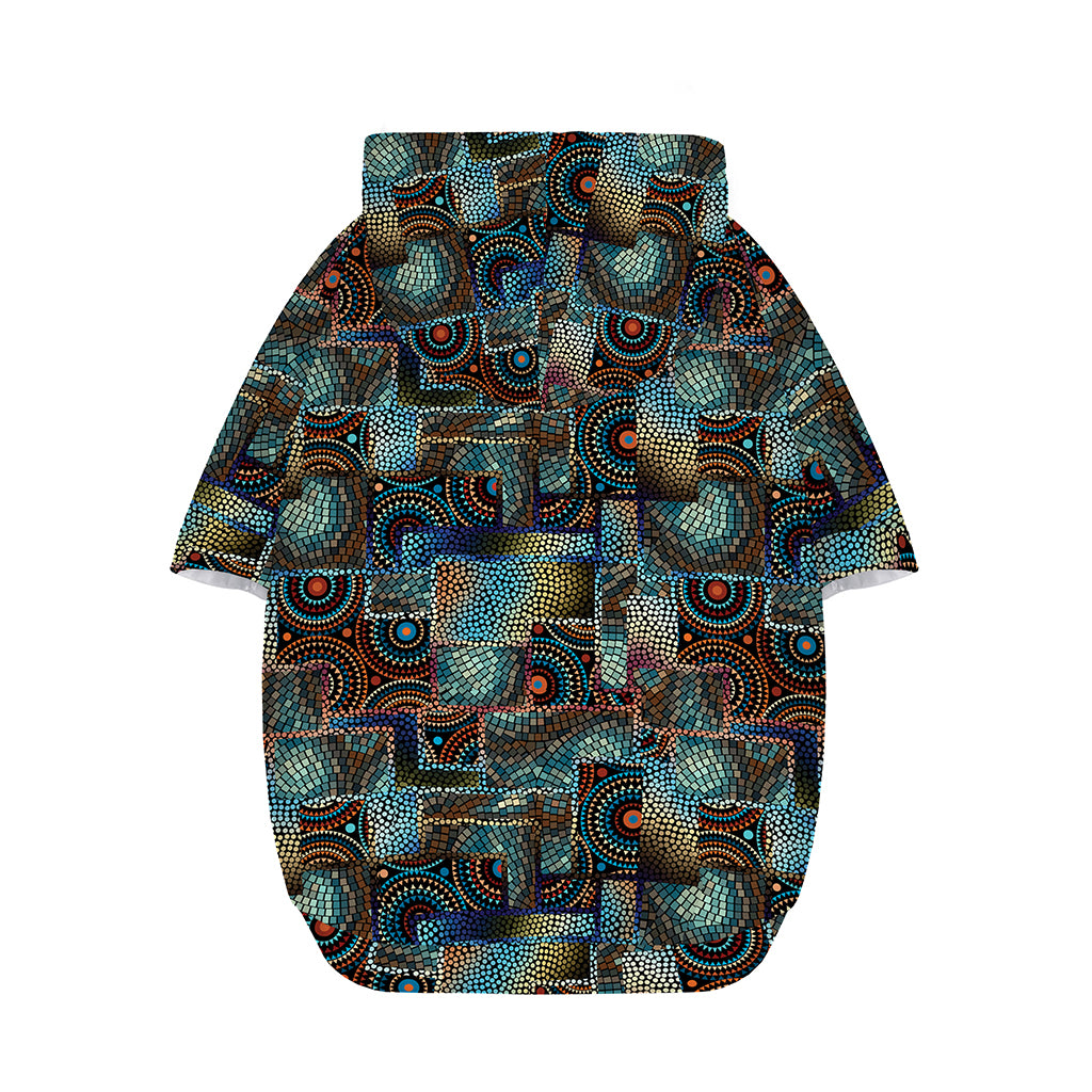 Mosaic Patchwork Pattern Print Dog Zip Up Hoodie