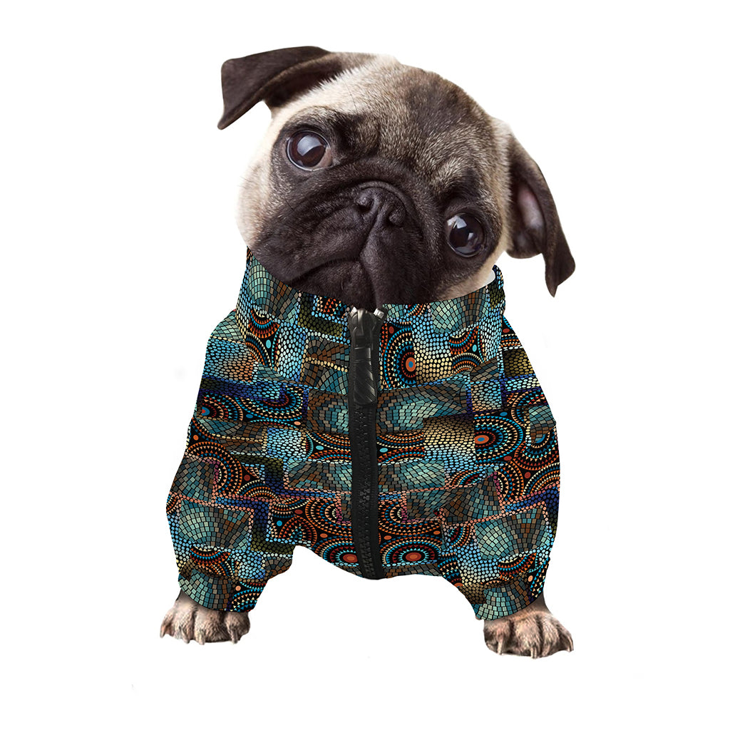 Mosaic Patchwork Pattern Print Dog Zip Up Jacket