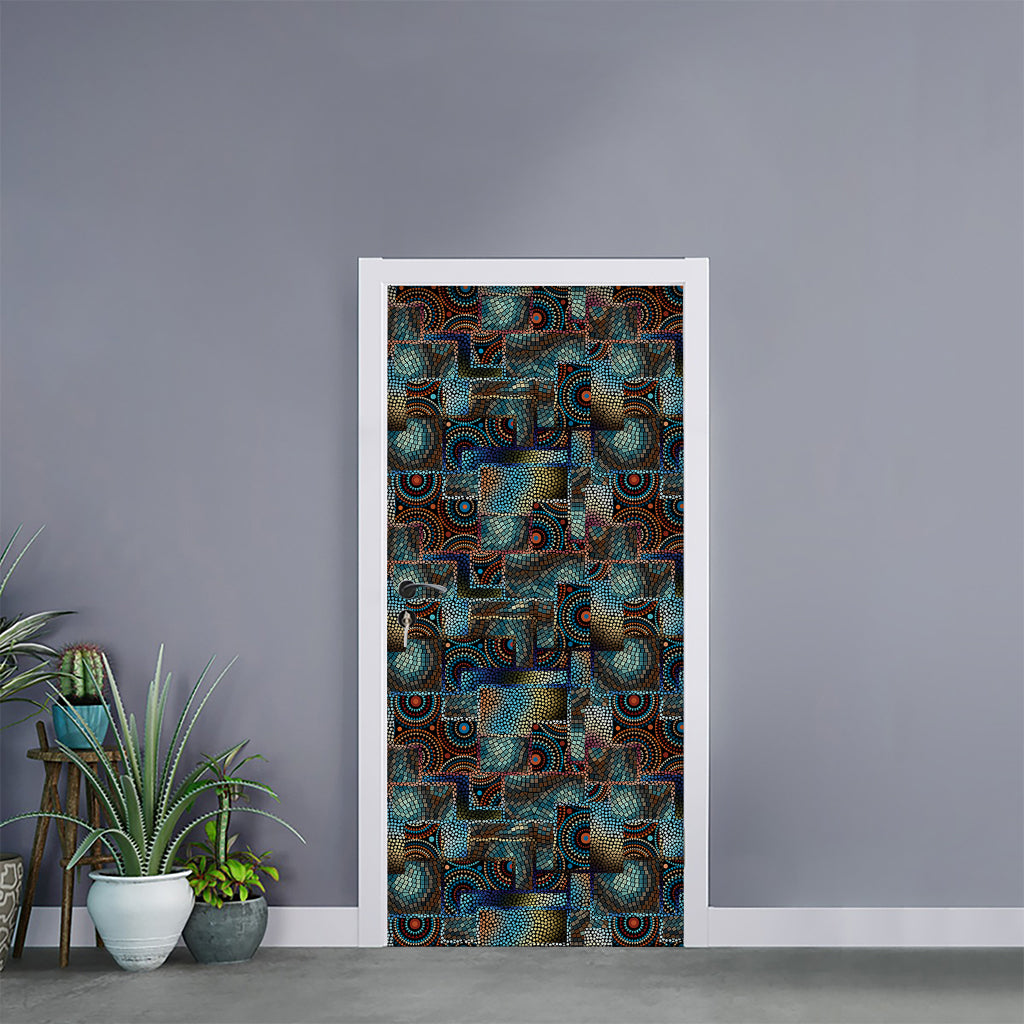 Mosaic Patchwork Pattern Print Door Sticker