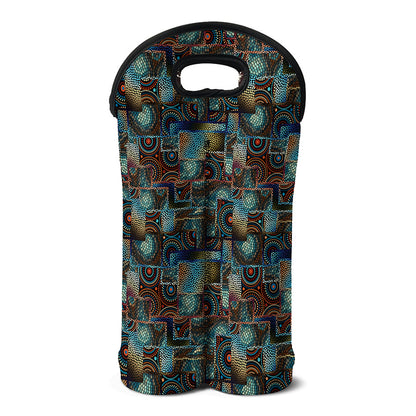 Mosaic Patchwork Pattern Print Double Neoprene Wine Tote
