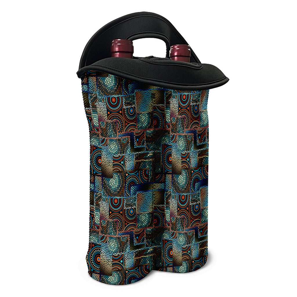 Mosaic Patchwork Pattern Print Double Neoprene Wine Tote