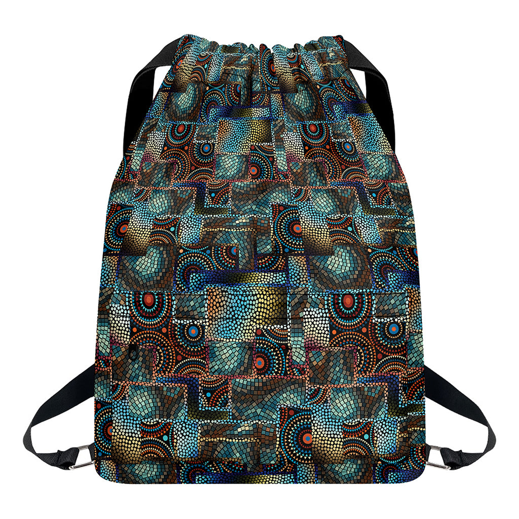 Mosaic Patchwork Pattern Print Drawstring Backpack