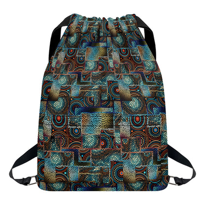 Mosaic Patchwork Pattern Print Drawstring Backpack