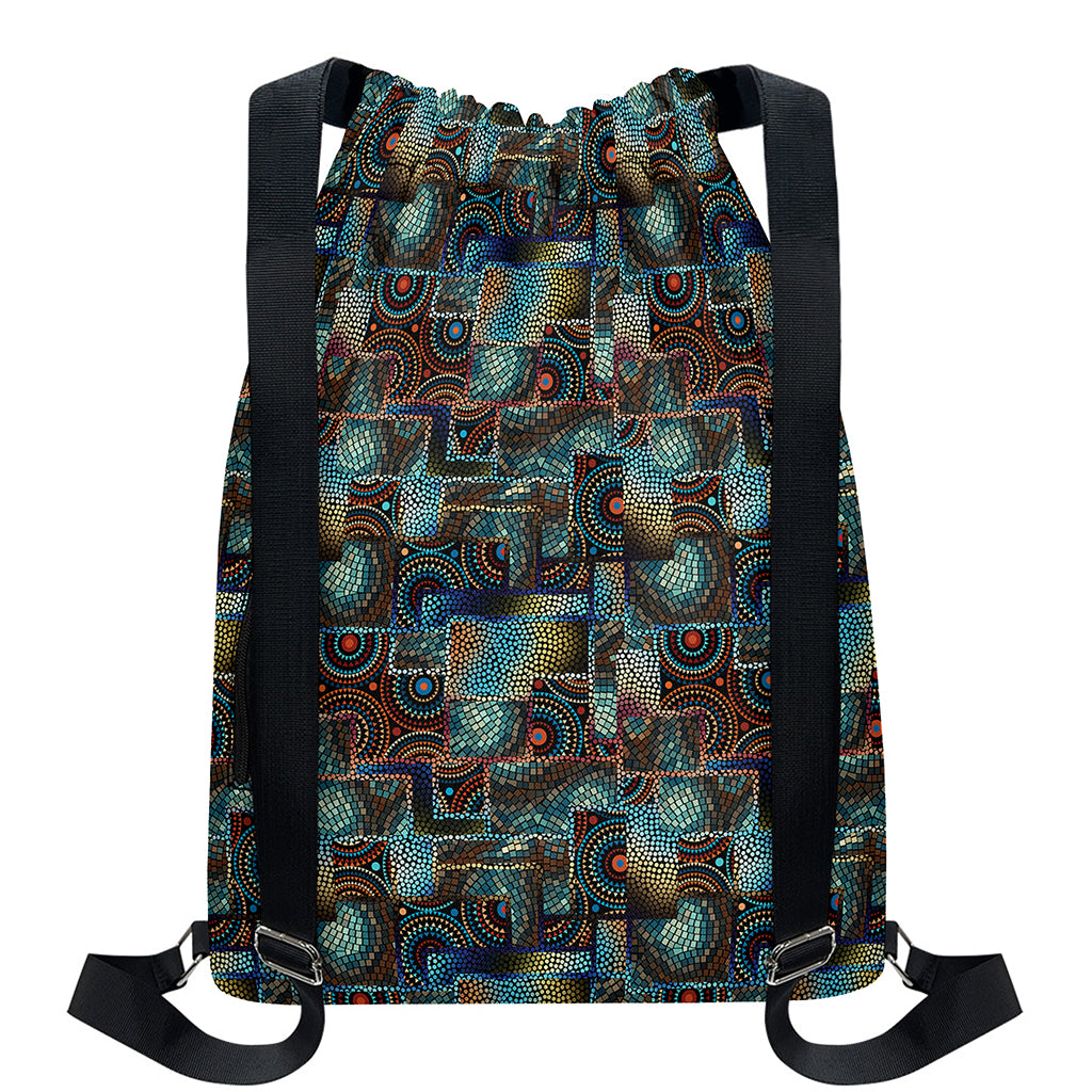 Mosaic Patchwork Pattern Print Drawstring Backpack