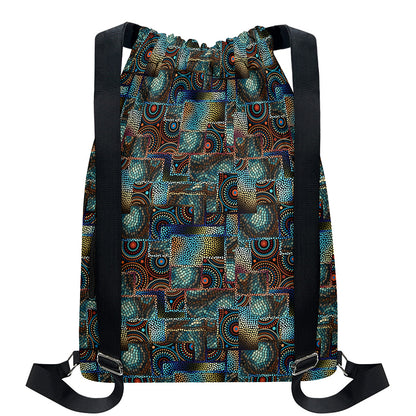 Mosaic Patchwork Pattern Print Drawstring Backpack