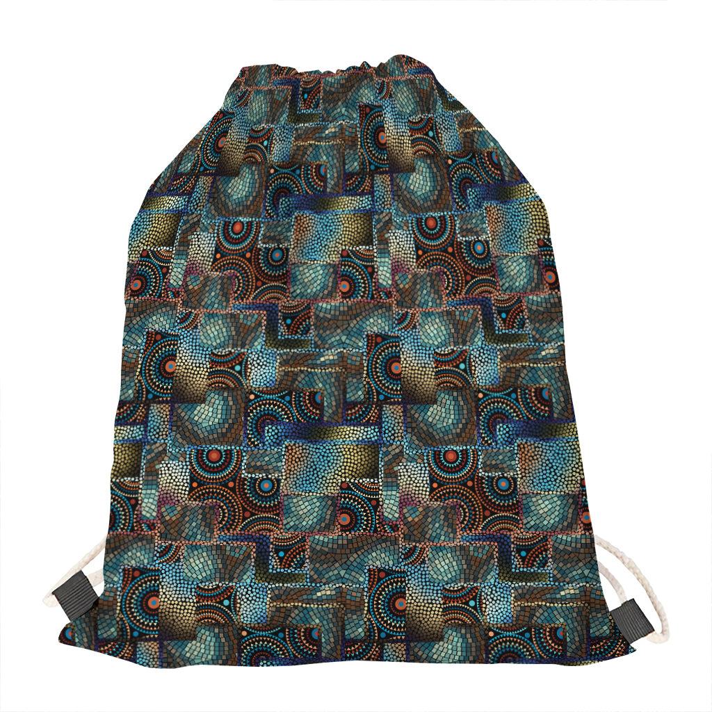 Mosaic Patchwork Pattern Print Drawstring Bag