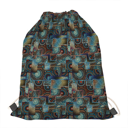 Mosaic Patchwork Pattern Print Drawstring Bag