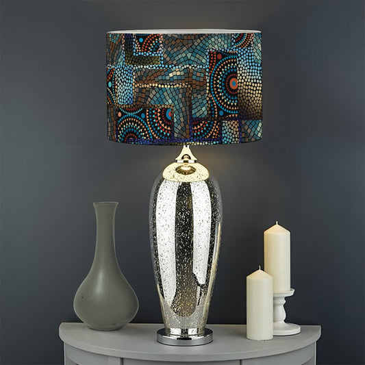 Mosaic Patchwork Pattern Print Drum Lamp Shade