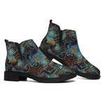 Mosaic Patchwork Pattern Print Flat Ankle Boots