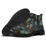 Mosaic Patchwork Pattern Print Flat Ankle Boots
